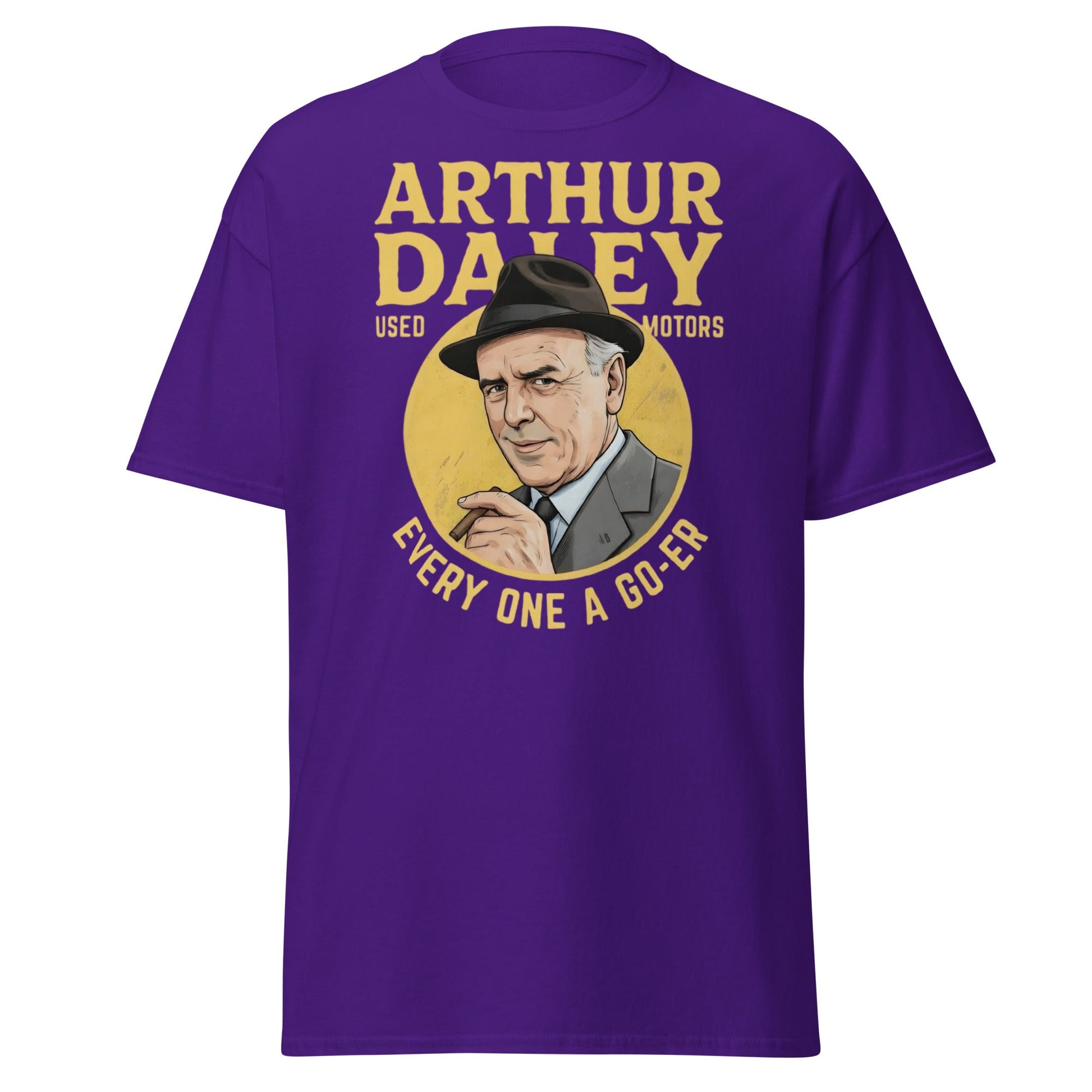 Arthur Daley Used Motors T-Shirt - Every One A Go - Er Tee - Purple - T-Shirts Online