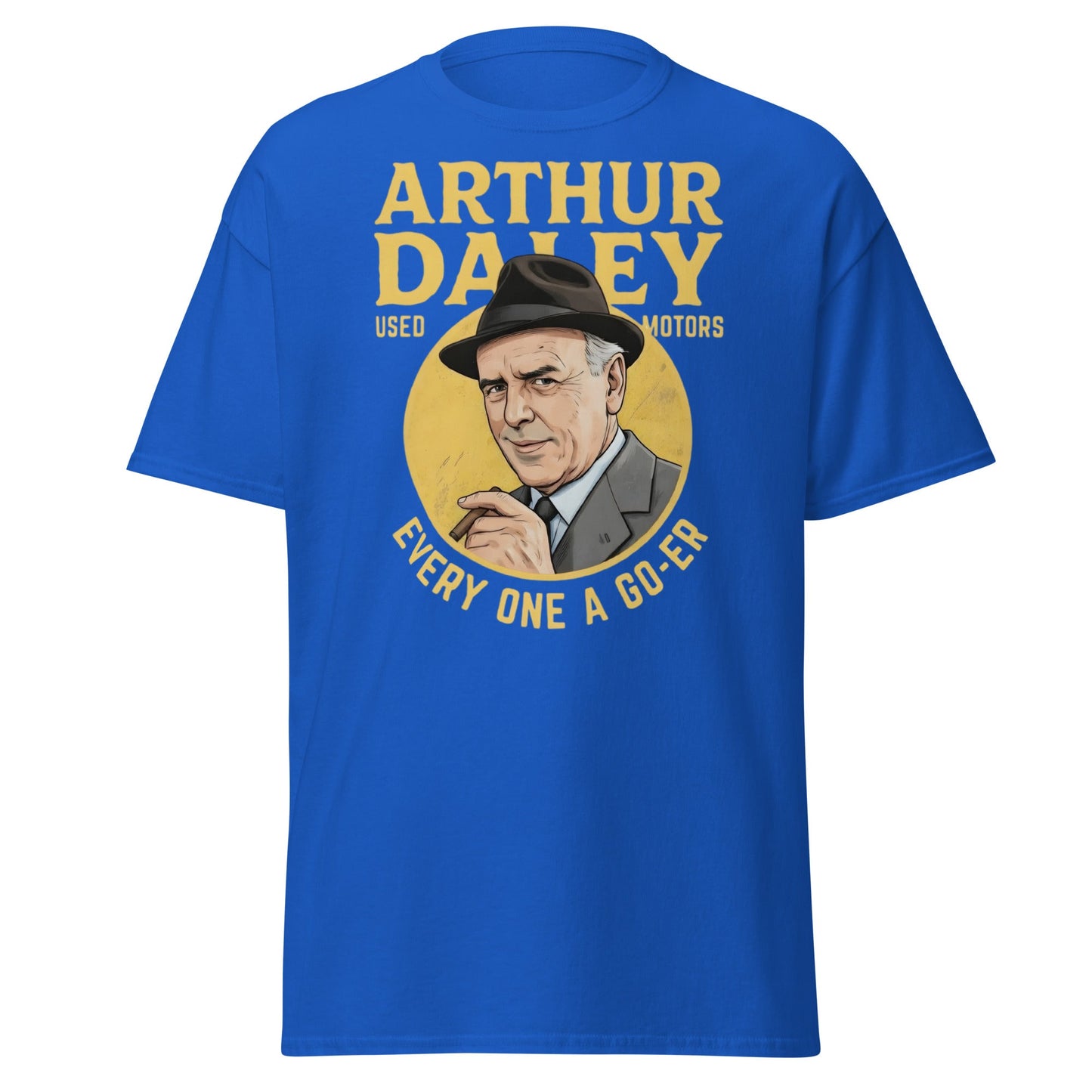Arthur Daley Used Motors T-Shirt - Every One A Go - Er Tee - Royal - T-Shirts Online