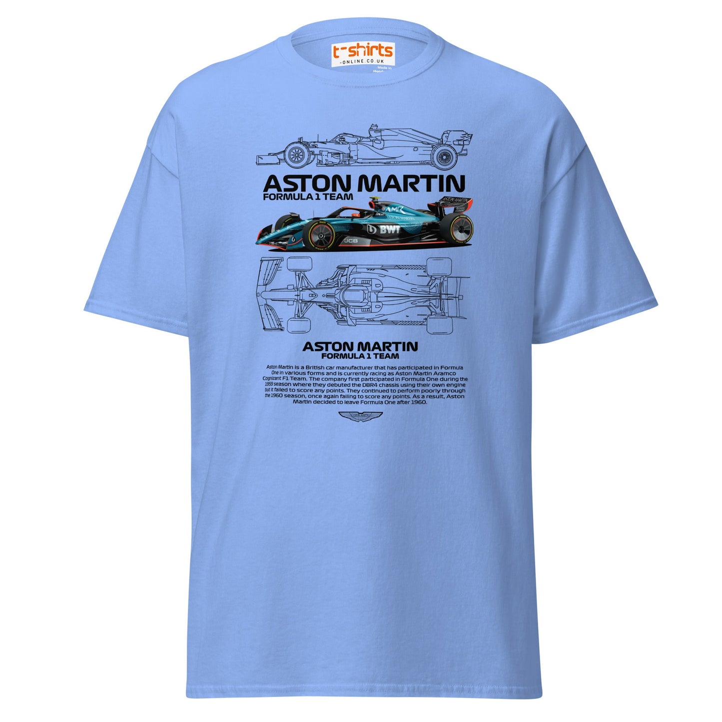 Aston Martin F1 Car T-Shirt | Racing Fan Tee - Carolina Blue - T-Shirts Online