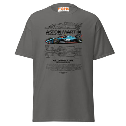 Aston Martin F1 Car T-Shirt | Racing Fan Tee - Charcoal - T-Shirts Online