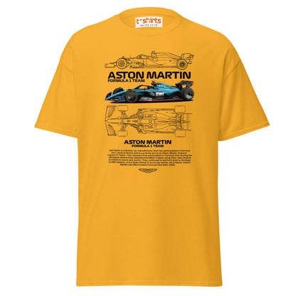 Aston Martin F1 Car T-Shirt | Racing Fan Tee - Gold - T-Shirts Online