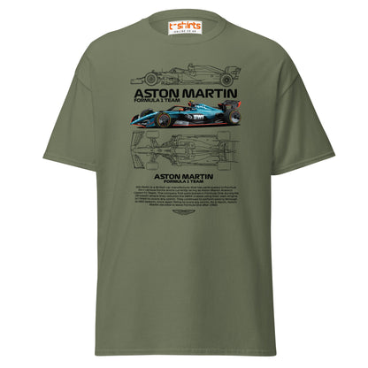Aston Martin F1 Car T-Shirt | Racing Fan Tee - Military Green - T-Shirts Online