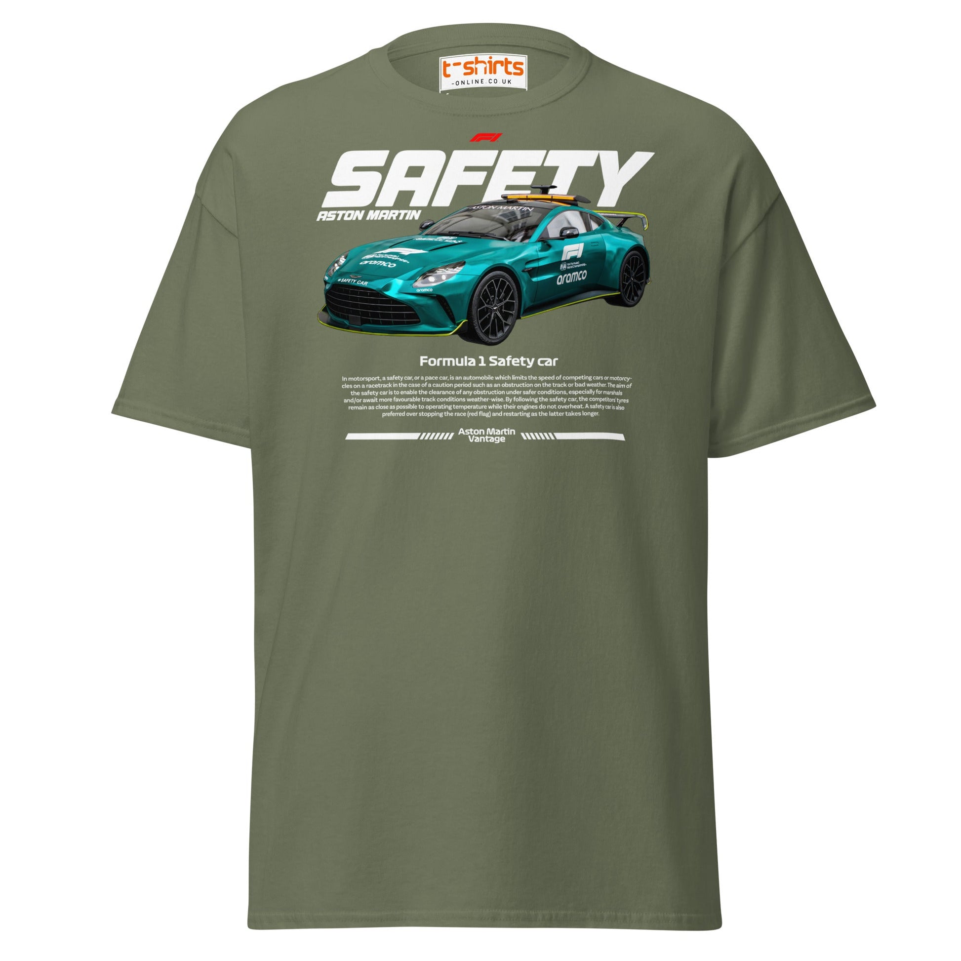 Aston Martin F1 Safety Car T-Shirt | Racing Fans Tee - Military Green - T-Shirts Online