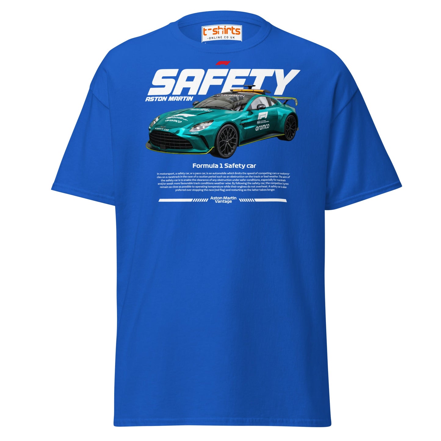 Aston Martin F1 Safety Car T-Shirt | Racing Fans Tee - Royal - T-Shirts Online