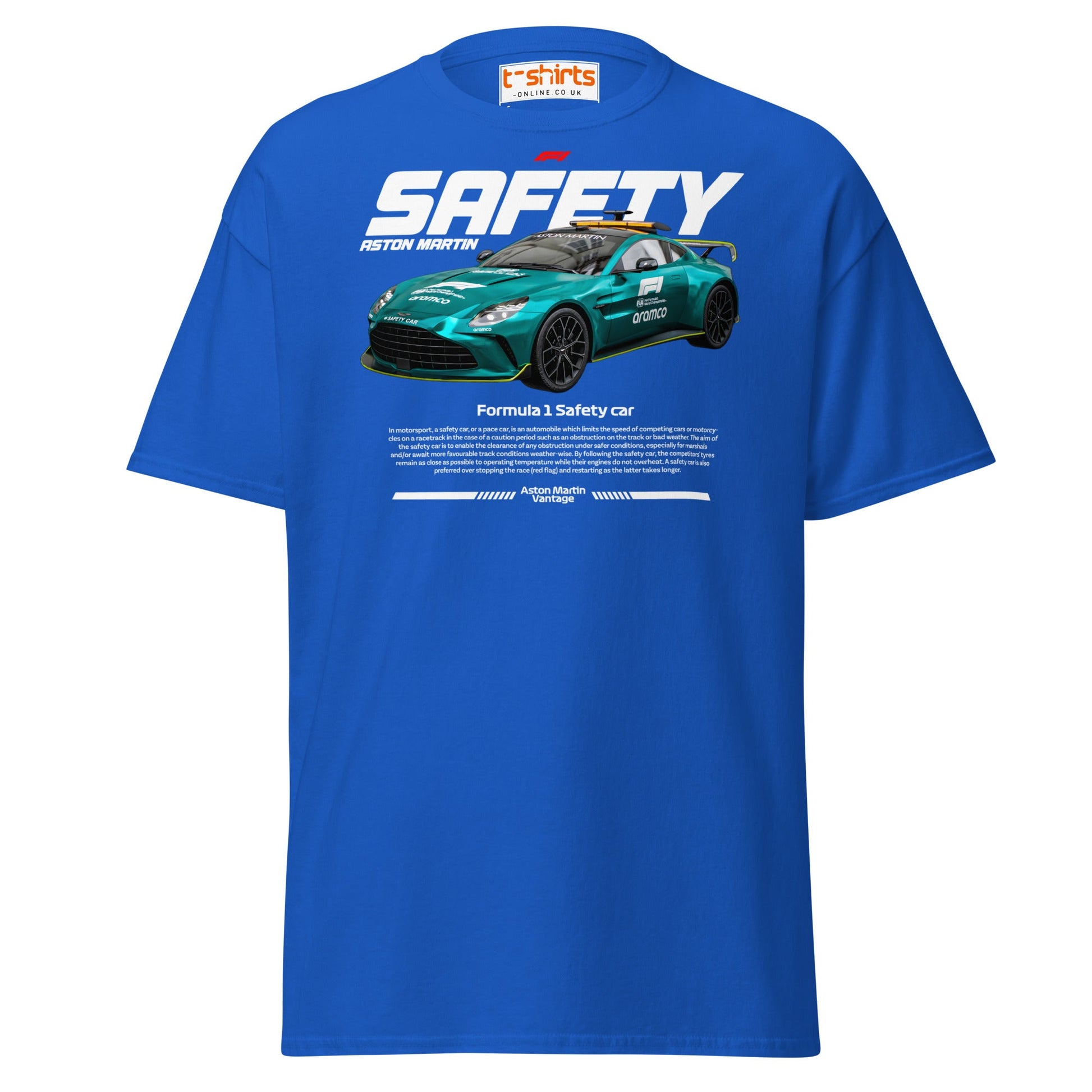 Aston Martin F1 Safety Car T-Shirt | Racing Fans Tee - Royal - T-Shirts Online