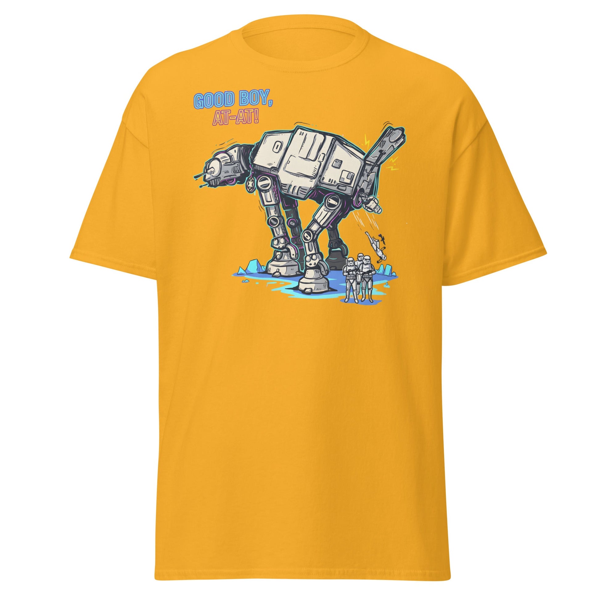 AT - AT Dog Pee Funny Sci - Fi Parody T-Shirt - Gold - T-Shirts Online