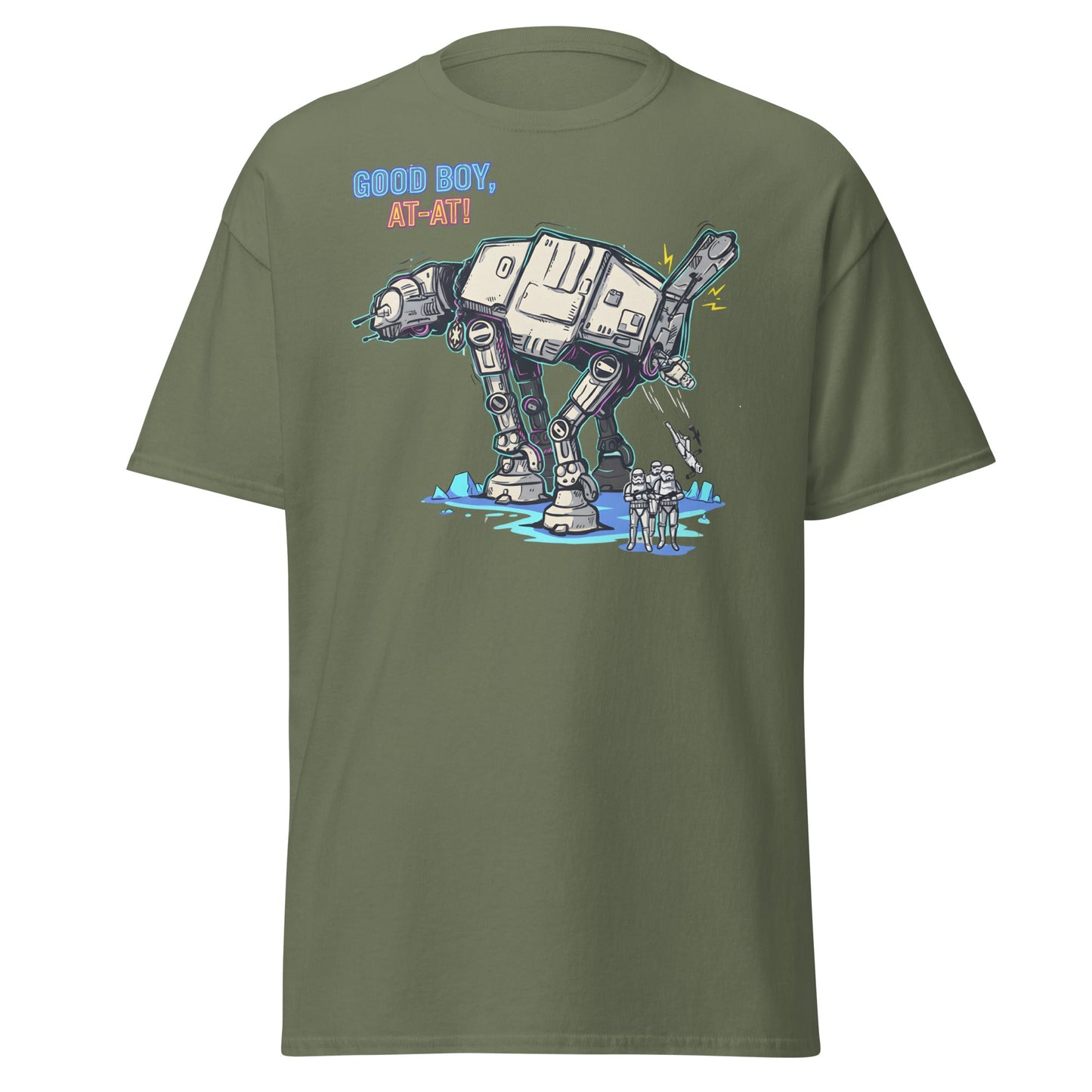 AT - AT Dog Pee Funny Sci - Fi Parody T-Shirt - Military Green - T-Shirts Online