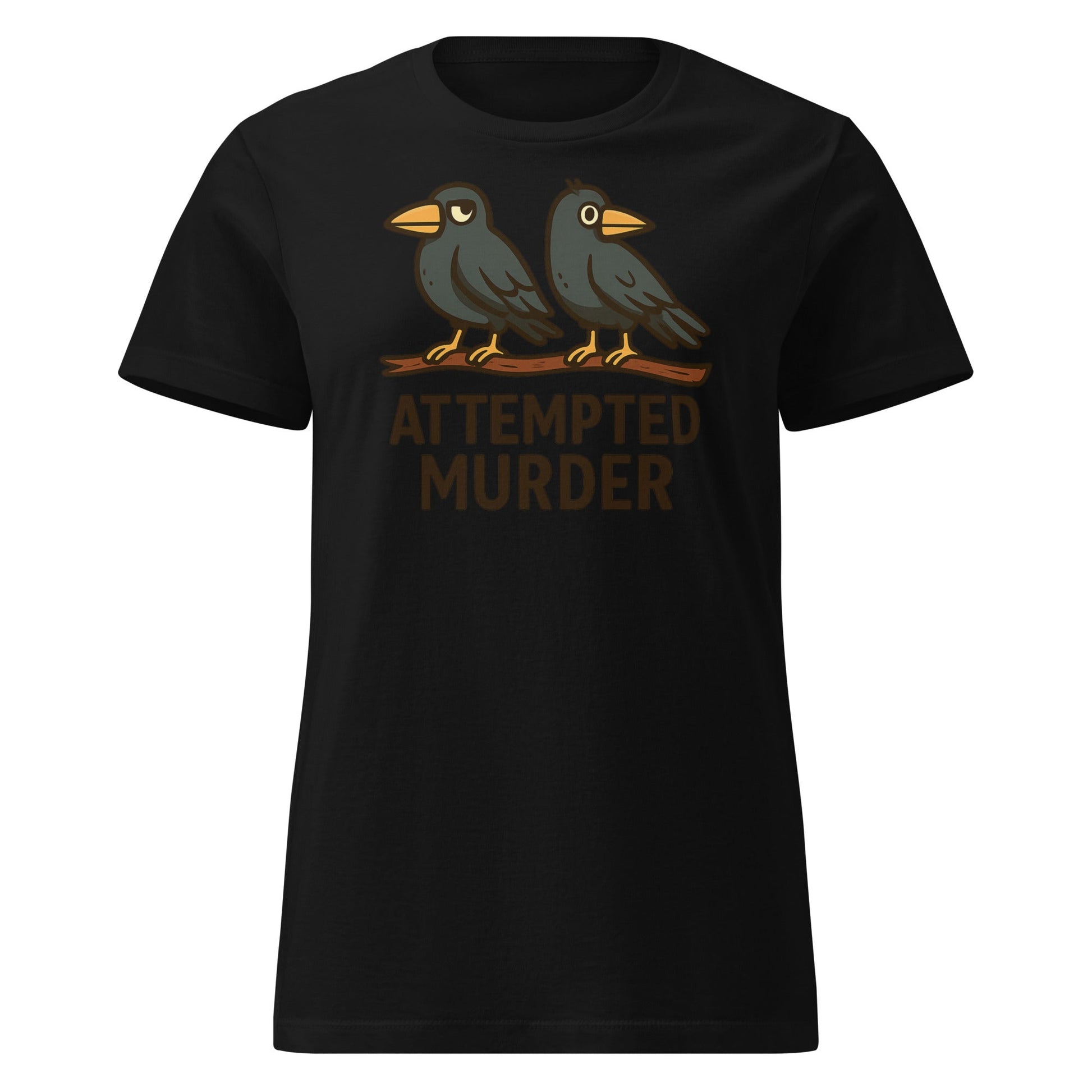 Attempted Murder Crows T-Shirt – Funny Bird Pun Tee - Black - T-Shirts Online