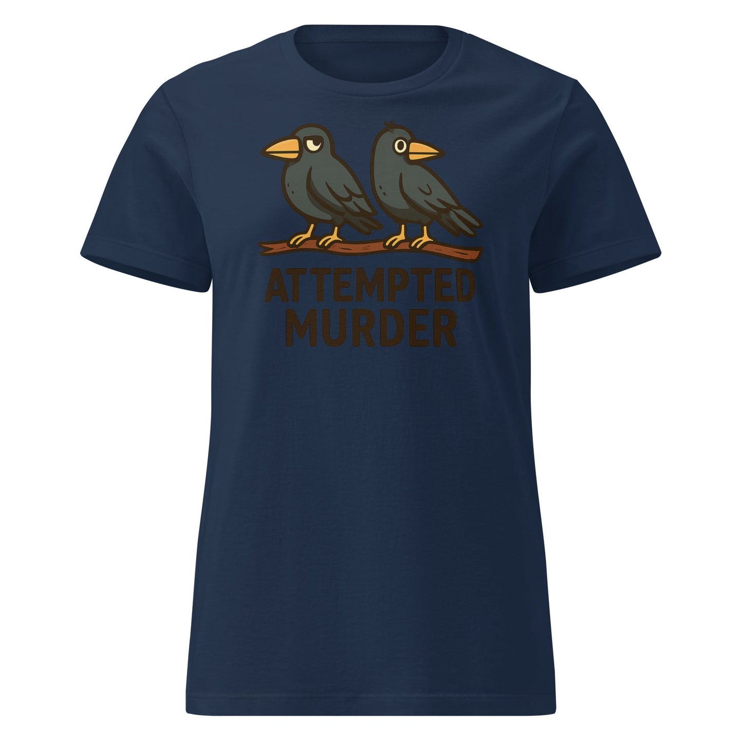 Attempted Murder Crows T-Shirt – Funny Bird Pun Tee - Navy - T-Shirts Online