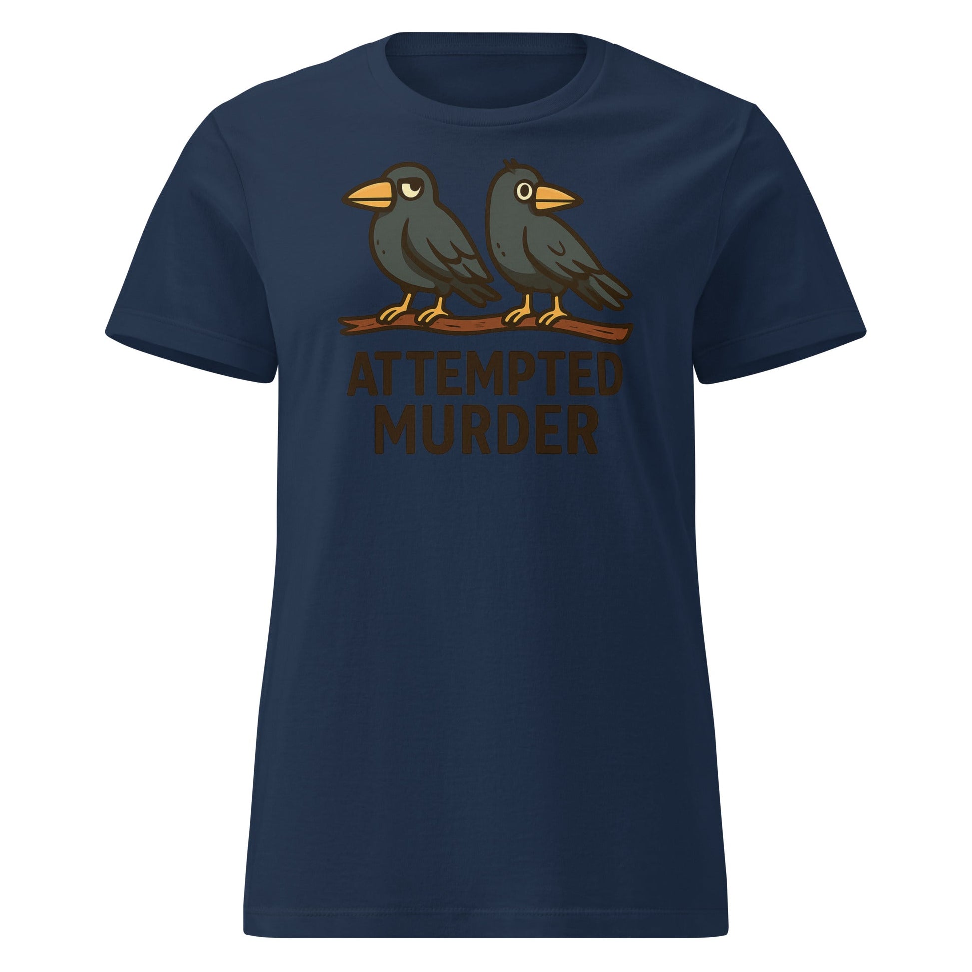 Attempted Murder Crows T-Shirt – Funny Bird Pun Tee - Navy - T-Shirts Online