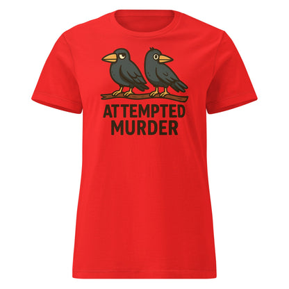 Attempted Murder Crows T-Shirt – Funny Bird Pun Tee - Red - T-Shirts Online
