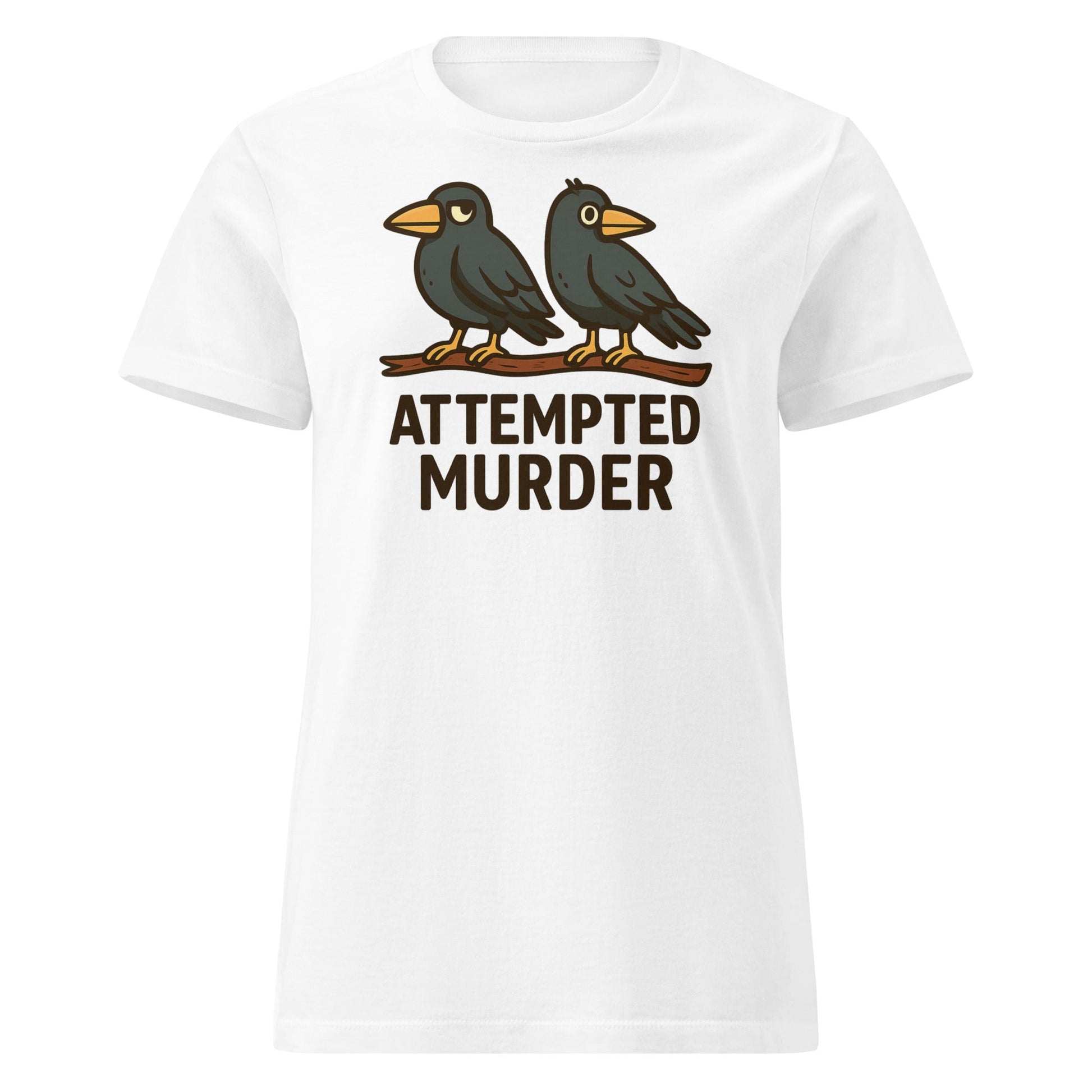 Attempted Murder Crows T-Shirt – Funny Bird Pun Tee - White - T-Shirts Online