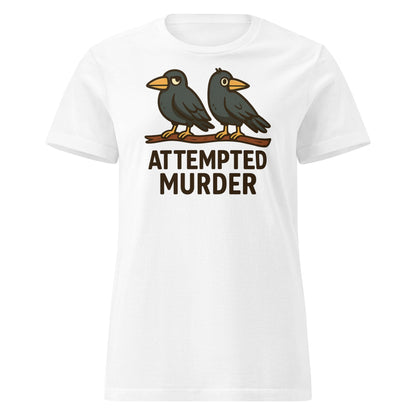 Attempted Murder Crows T-Shirt – Funny Bird Pun Tee - White - T-Shirts Online