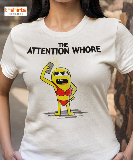Attention Whore T-Shirt | Funny Cartoon Adult Humor Tee - Cardinal - T-Shirts Online