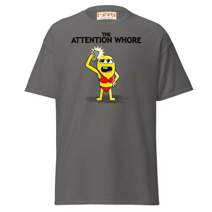Attention Whore T-Shirt | Funny Cartoon Adult Humor Tee - Charcoal - T-Shirts Online