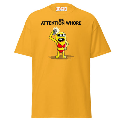 Attention Whore T-Shirt | Funny Cartoon Adult Humor Tee - Gold - T-Shirts Online
