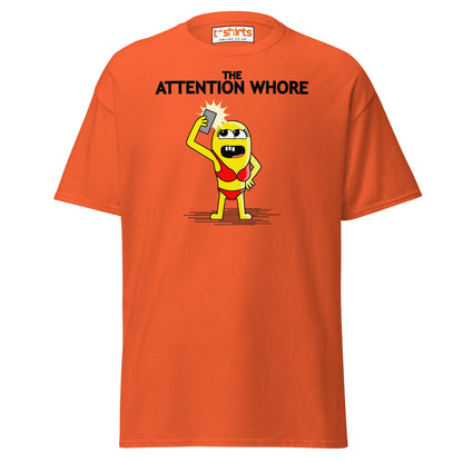 Attention Whore T-Shirt | Funny Cartoon Adult Humor Tee - Orange - T-Shirts Online