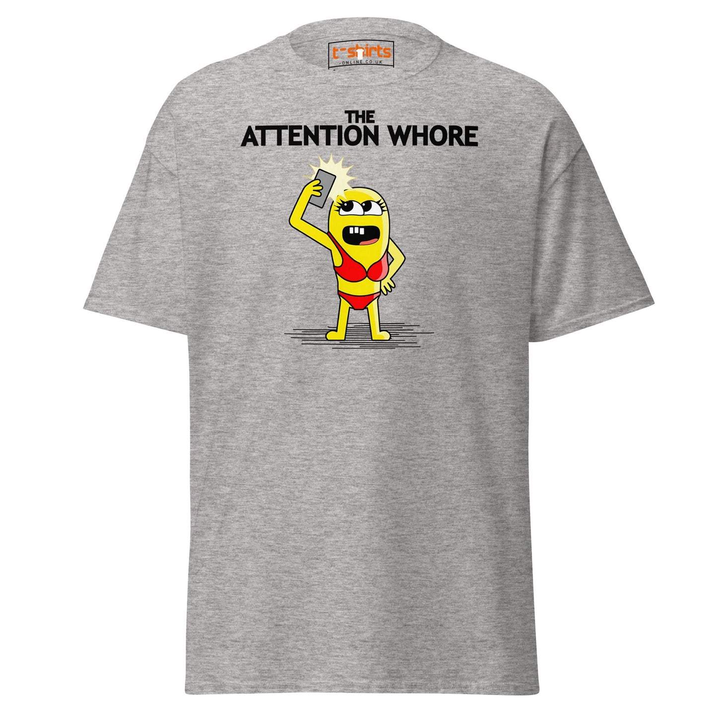 Attention Whore T-Shirt | Funny Cartoon Adult Humor Tee - Sport Grey - T-Shirts Online