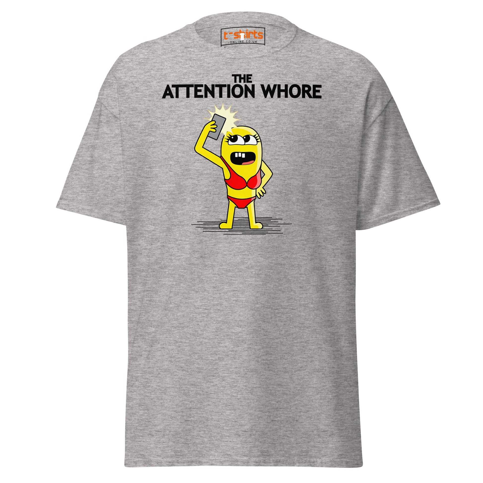 Attention Whore T-Shirt | Funny Cartoon Adult Humor Tee - Sport Grey - T-Shirts Online