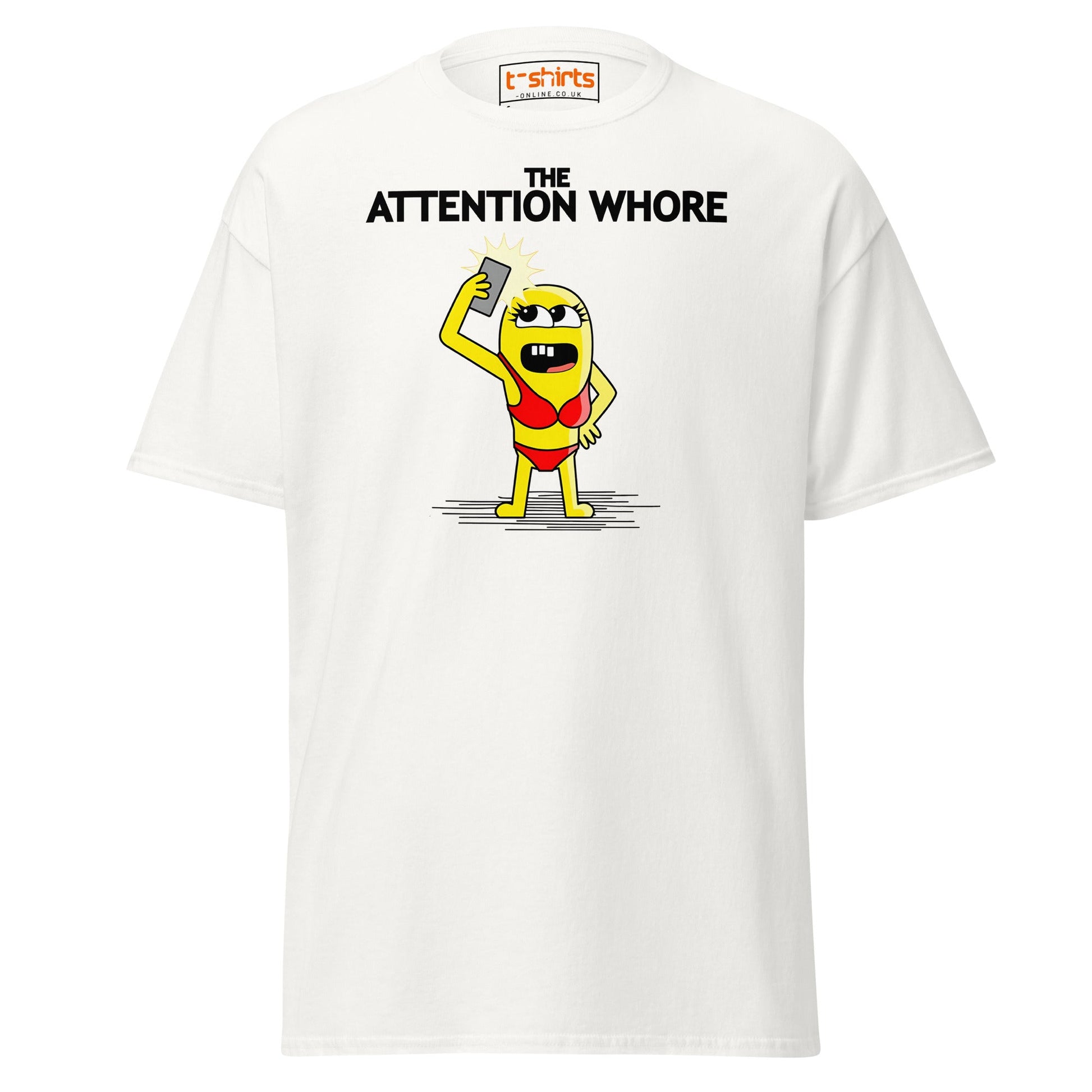 Attention Whore T-Shirt | Funny Cartoon Adult Humor Tee - White - T-Shirts Online