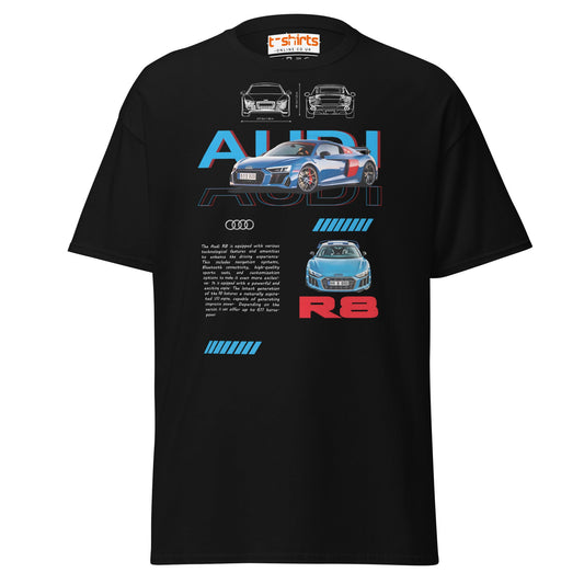 Audi R8 Blueprint T-Shirt | Supercar Enthusiast Tee - Black - T-Shirts Online