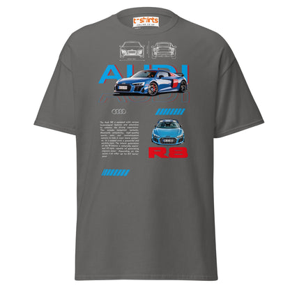 Audi R8 Blueprint T-Shirt | Supercar Enthusiast Tee - Charcoal - T-Shirts Online