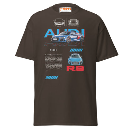 Audi R8 Blueprint T-Shirt | Supercar Enthusiast Tee - Dark Chocolate - T-Shirts Online