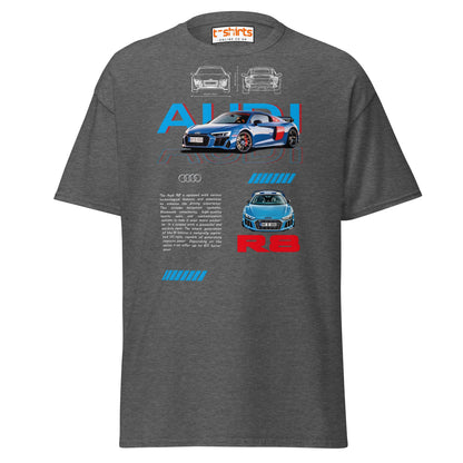 Audi R8 Blueprint T-Shirt | Supercar Enthusiast Tee - Dark Heather - T-Shirts Online