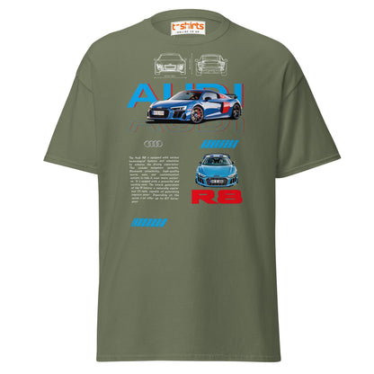 Audi R8 Blueprint T-Shirt | Supercar Enthusiast Tee - Military Green - T-Shirts Online