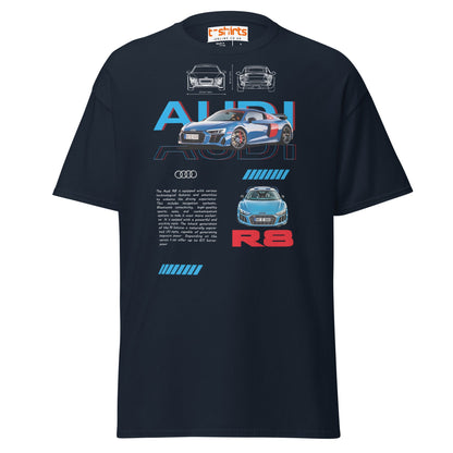 Audi R8 Blueprint T-Shirt | Supercar Enthusiast Tee - Navy - T-Shirts Online