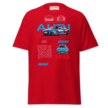 Audi R8 Blueprint T-Shirt | Supercar Enthusiast Tee - Red - T-Shirts Online