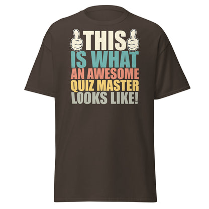Awesome Quiz Master T-Shirt - Funny Trivia Host Tee - Dark Chocolate - T-Shirts Online