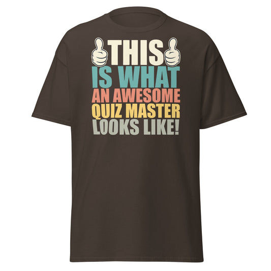 Awesome Quiz Master T-Shirt - Funny Trivia Host Tee - Dark Chocolate - T-Shirts Online