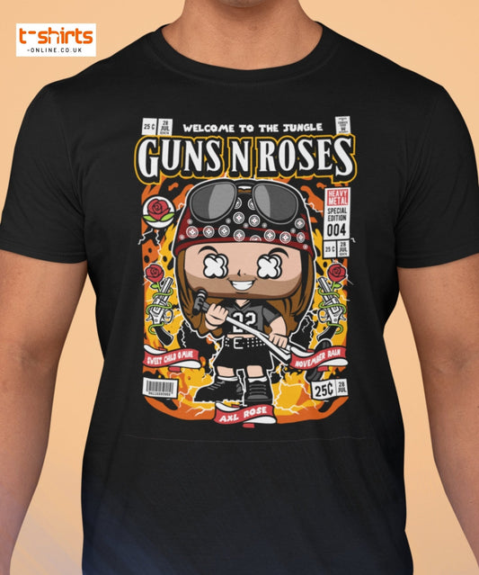 Axl Rose Funko Style T-Shirt – Rock Band Comic Tee - Black - T-Shirts Online