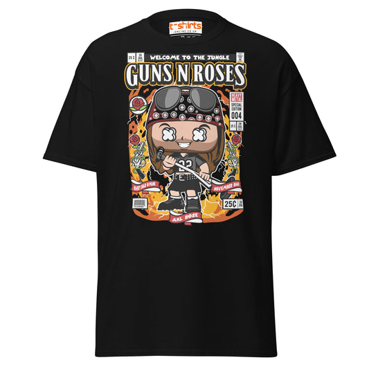 Axl Rose Funko Style T-Shirt – Rock Band Comic Tee - Black - T-Shirts Online
