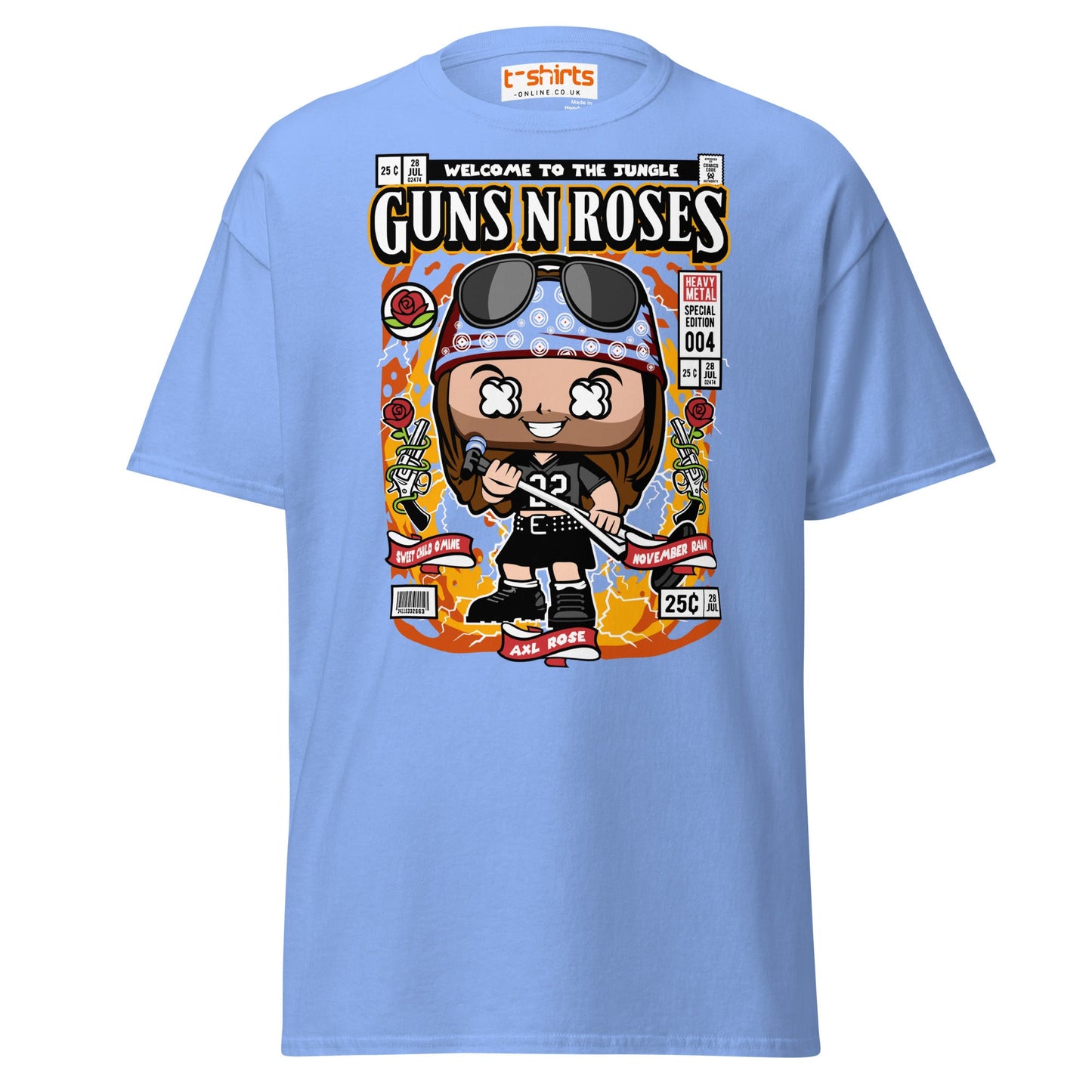 Axl Rose Funko Style T-Shirt – Rock Band Comic Tee - Carolina Blue - T-Shirts Online