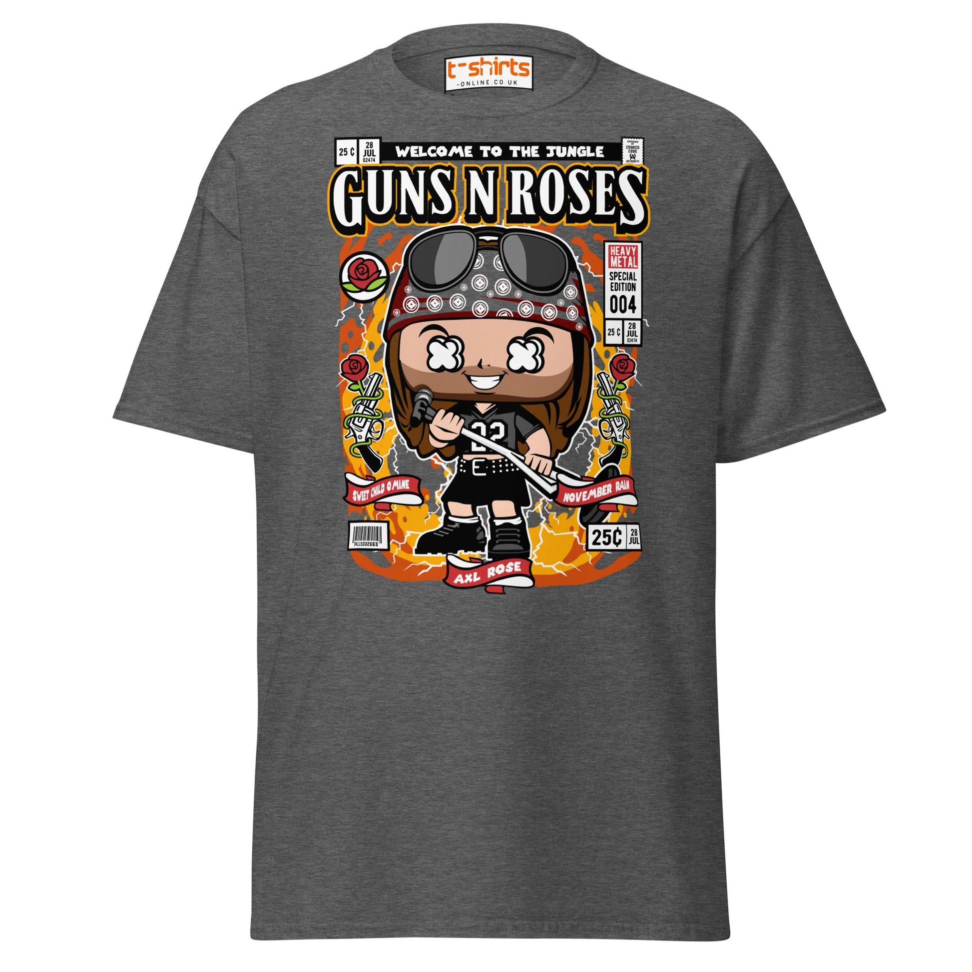 Axl Rose Funko Style T-Shirt – Rock Band Comic Tee - Dark Heather - T-Shirts Online
