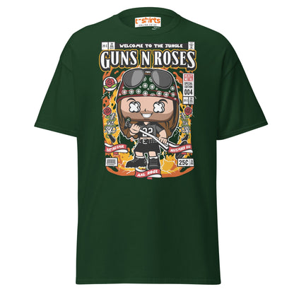 Axl Rose Funko Style T-Shirt – Rock Band Comic Tee - Forest Green - T-Shirts Online
