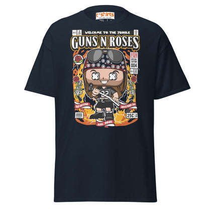Axl Rose Funko Style T-Shirt – Rock Band Comic Tee - Navy - T-Shirts Online