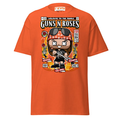 Axl Rose Funko Style T-Shirt – Rock Band Comic Tee - Orange - T-Shirts Online
