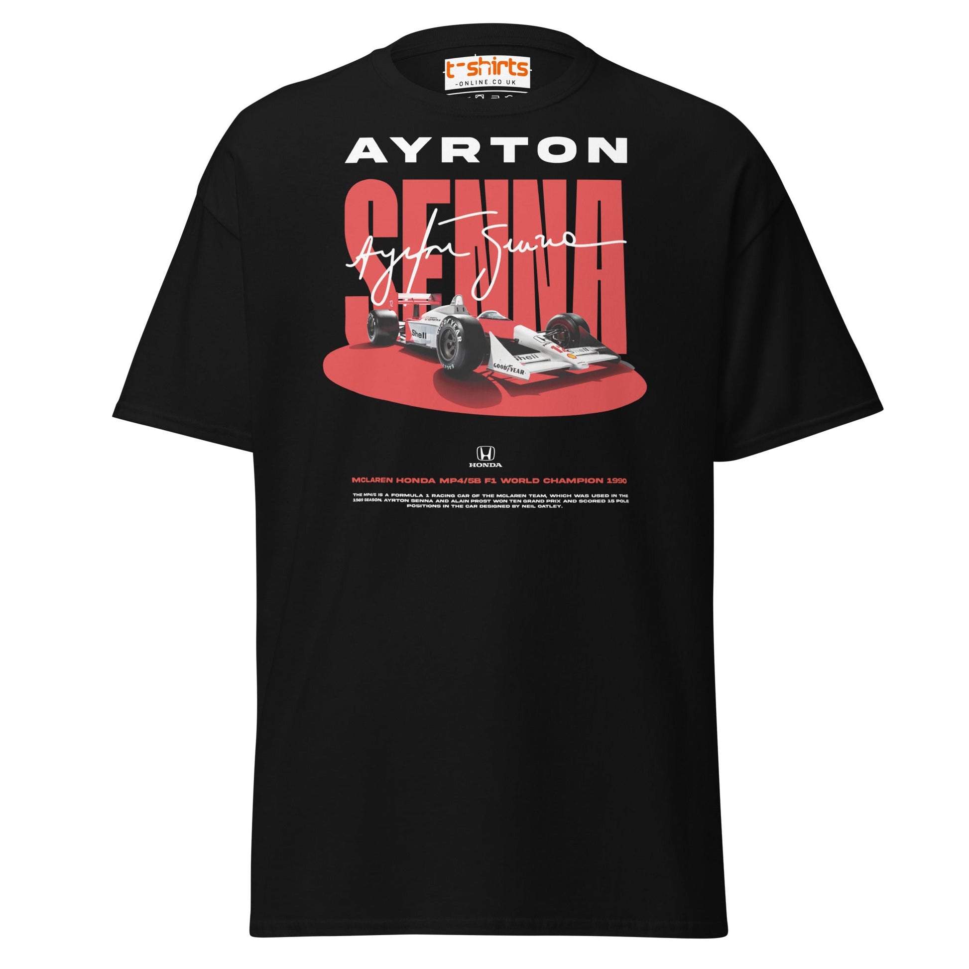 Ayrton Senna McLaren Honda F1 Tribute T-Shirt - Black - T-Shirts Online