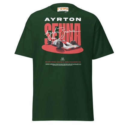Ayrton Senna McLaren Honda F1 Tribute T-Shirt - Forest Green - T-Shirts Online