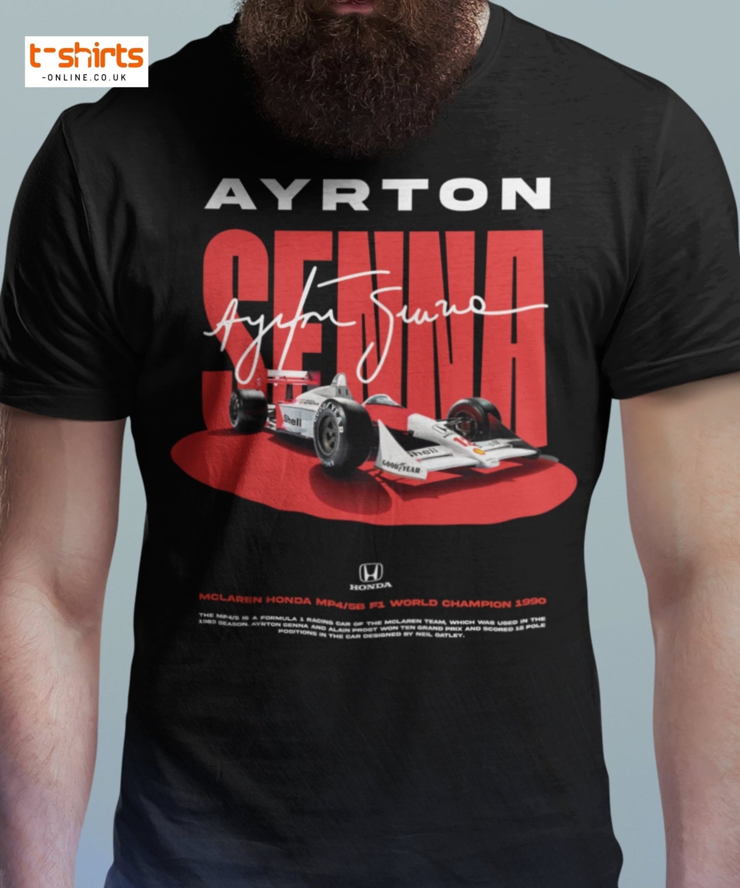 Ayrton Senna McLaren Honda F1 Tribute T-Shirt - Maroon - T-Shirts Online