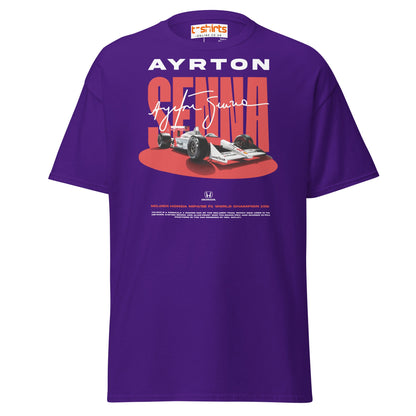 Ayrton Senna McLaren Honda F1 Tribute T-Shirt - Purple - T-Shirts Online