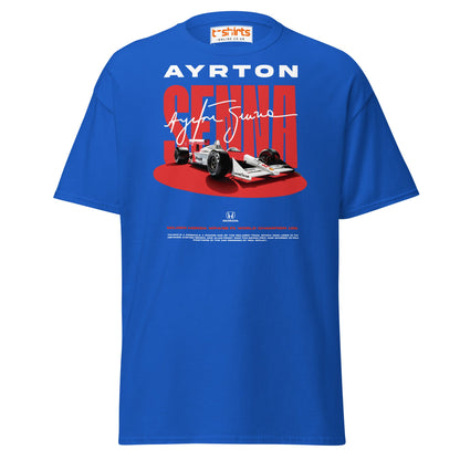 Ayrton Senna McLaren Honda F1 Tribute T-Shirt - Royal - T-Shirts Online