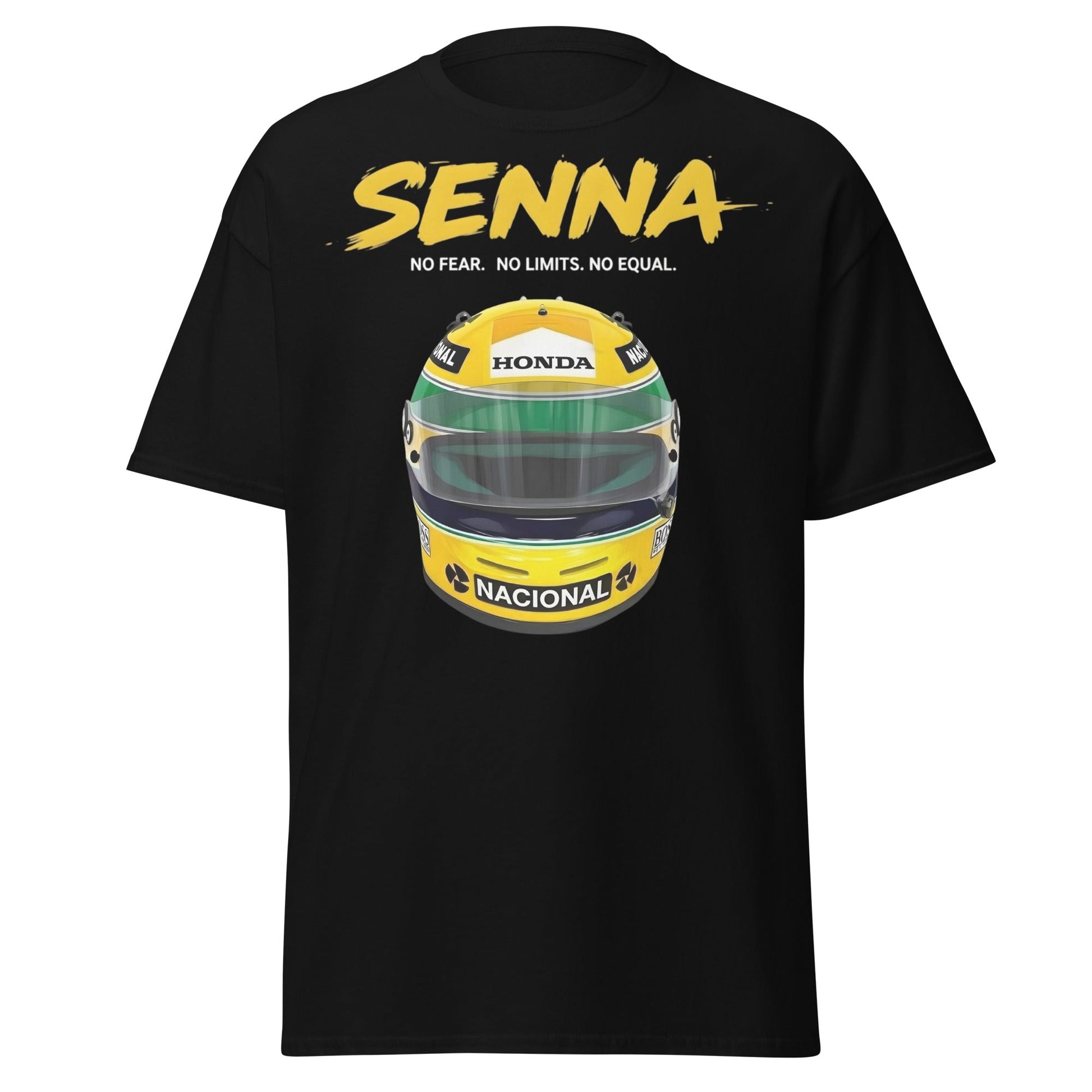 Ayrton Senna Racing Helmet Tribute T-Shirt - F1 Legend Tee - Black - T-Shirts Online
