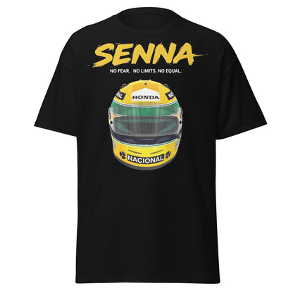 Ayrton Senna Racing Helmet Tribute T-Shirt - F1 Legend Tee - Black - T-Shirts Online
