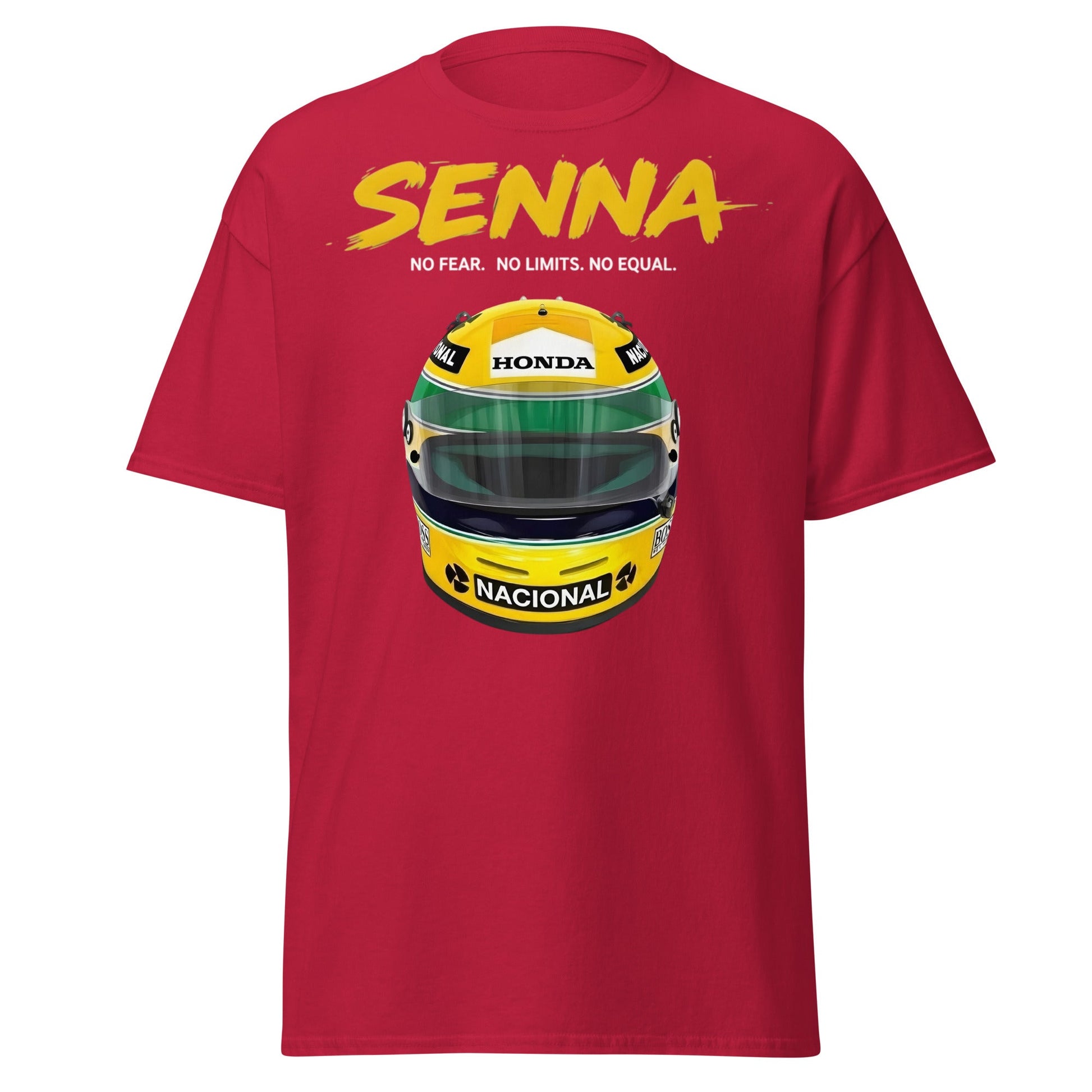 Ayrton Senna Racing Helmet Tribute T-Shirt - F1 Legend Tee - Cardinal - T-Shirts Online