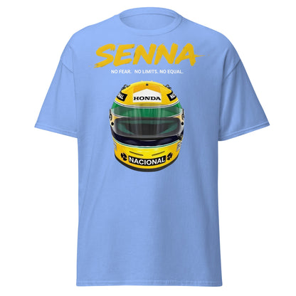 Ayrton Senna Racing Helmet Tribute T-Shirt - F1 Legend Tee - Carolina Blue - T-Shirts Online
