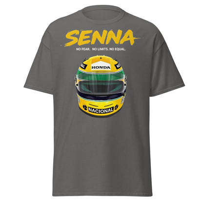 Ayrton Senna Racing Helmet Tribute T-Shirt - F1 Legend Tee - Charcoal - T-Shirts Online
